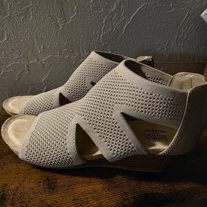 Beige Woven Open-Toe Sandals